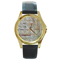 Dirty Canvas                    Round Gold Metal Watch by LalyLauraFLM