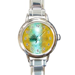 Turquoise River Round Italian Charm Watch by digitaldivadesigns