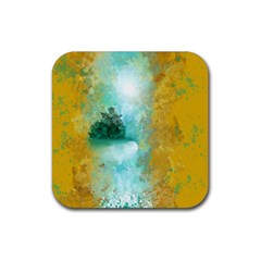 Turquoise River Rubber Coaster (square)  by digitaldivadesigns