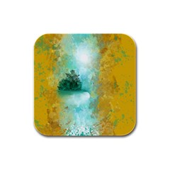 Turquoise River Rubber Square Coaster (4 Pack)  by digitaldivadesigns