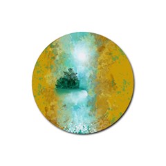 Turquoise River Rubber Coaster (round)  by digitaldivadesigns