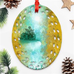 Turquoise River Ornament (oval Filigree) by digitaldivadesigns