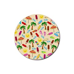 Beach Pattern Rubber Round Coaster (4 Pack)  by Valentinaart