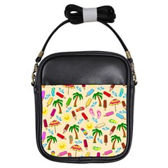 Beach Pattern Girls Sling Bags by Valentinaart