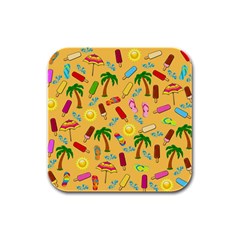 Beach Pattern Rubber Square Coaster (4 Pack)  by Valentinaart