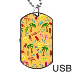 Beach Pattern Dog Tag Usb Flash (two Sides) by Valentinaart