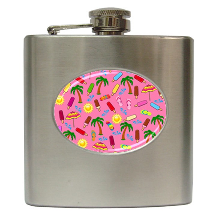 Beach Pattern Hip Flask (6 oz)