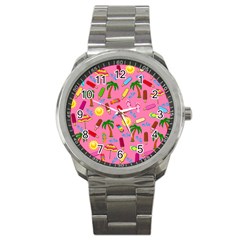 Beach Pattern Sport Metal Watch by Valentinaart