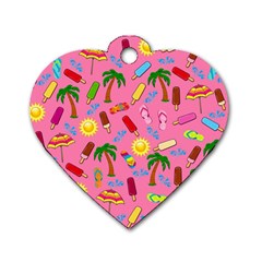 Beach Pattern Dog Tag Heart (one Side) by Valentinaart