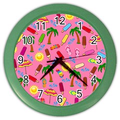 Beach Pattern Color Wall Clocks by Valentinaart