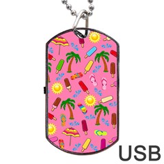 Beach Pattern Dog Tag Usb Flash (two Sides) by Valentinaart