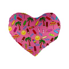 Beach Pattern Standard 16  Premium Heart Shape Cushions by Valentinaart