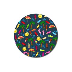 Beach Pattern Magnet 3  (round) by Valentinaart