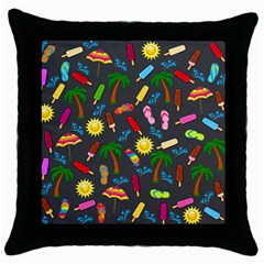 Beach Pattern Throw Pillow Case (black) by Valentinaart