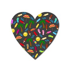 Beach Pattern Heart Magnet by Valentinaart