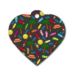 Beach Pattern Dog Tag Heart (two Sides) by Valentinaart