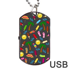 Beach Pattern Dog Tag Usb Flash (one Side) by Valentinaart