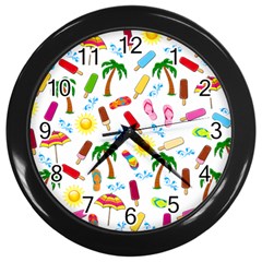 Beach Pattern Wall Clocks (black) by Valentinaart