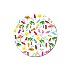 Beach Pattern Magnet 3  (round) by Valentinaart