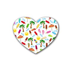 Beach Pattern Rubber Coaster (heart)  by Valentinaart