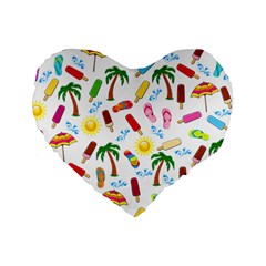 Beach Pattern Standard 16  Premium Heart Shape Cushions by Valentinaart