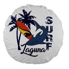 Surf - Laguna Large 18  Premium Flano Round Cushions by Valentinaart