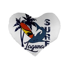 Surf - Laguna Standard 16  Premium Flano Heart Shape Cushions by Valentinaart