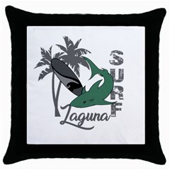 Surf - Laguna Throw Pillow Case (black) by Valentinaart