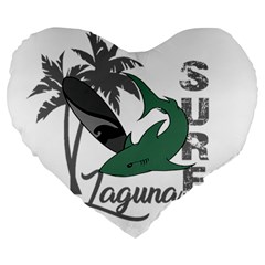 Surf - Laguna Large 19  Premium Heart Shape Cushions by Valentinaart