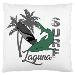 Surf - Laguna Large Flano Cushion Case (one Side) by Valentinaart