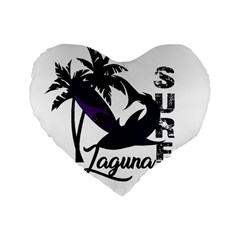 Surf - Laguna Standard 16  Premium Flano Heart Shape Cushions by Valentinaart