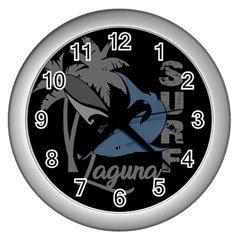 Surf - Laguna Wall Clocks (silver)  by Valentinaart