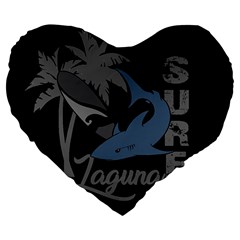 Surf - Laguna Large 19  Premium Flano Heart Shape Cushions by Valentinaart