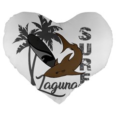 Surf - Laguna Large 19  Premium Flano Heart Shape Cushions by Valentinaart