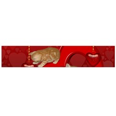 Cute, Playing Kitten With Hearts Flano Scarf (large) by FantasyWorld7