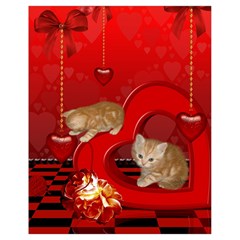 Cute, Playing Kitten With Hearts Drawstring Bag (small) by FantasyWorld7