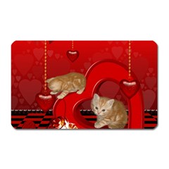 Cute, Playing Kitten With Hearts Magnet (rectangular) by FantasyWorld7