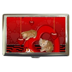 Cute, Playing Kitten With Hearts Cigarette Money Cases by FantasyWorld7