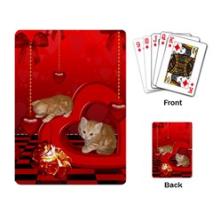 Cute, Playing Kitten With Hearts Playing Card by FantasyWorld7