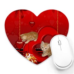 Cute, Playing Kitten With Hearts Heart Mousepads by FantasyWorld7