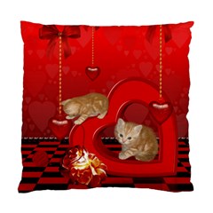 Cute, Playing Kitten With Hearts Standard Cushion Case (one Side) by FantasyWorld7