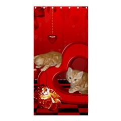 Cute, Playing Kitten With Hearts Shower Curtain 36  X 72  (stall)  by FantasyWorld7