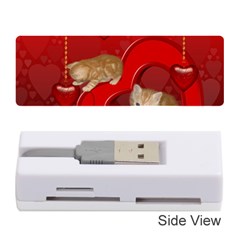 Cute, Playing Kitten With Hearts Memory Card Reader (stick)  by FantasyWorld7