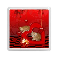 Cute, Playing Kitten With Hearts Memory Card Reader (square)  by FantasyWorld7