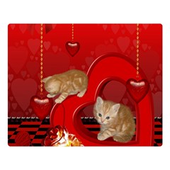 Cute, Playing Kitten With Hearts Double Sided Flano Blanket (large)  by FantasyWorld7