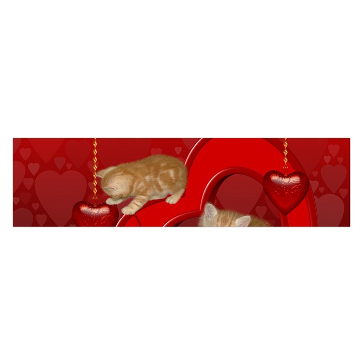 Cute, Playing Kitten With Hearts Satin Scarf (Oblong)