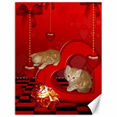 Cute, Playing Kitten With Hearts Canvas 18  X 24   by FantasyWorld7