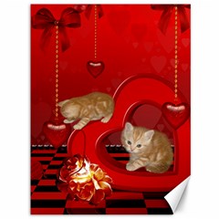 Cute, Playing Kitten With Hearts Canvas 36  X 48   by FantasyWorld7