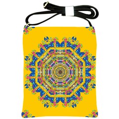 Happy Fantasy Earth Mandala Shoulder Sling Bags by pepitasart