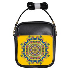 Happy Fantasy Earth Mandala Girls Sling Bags by pepitasart